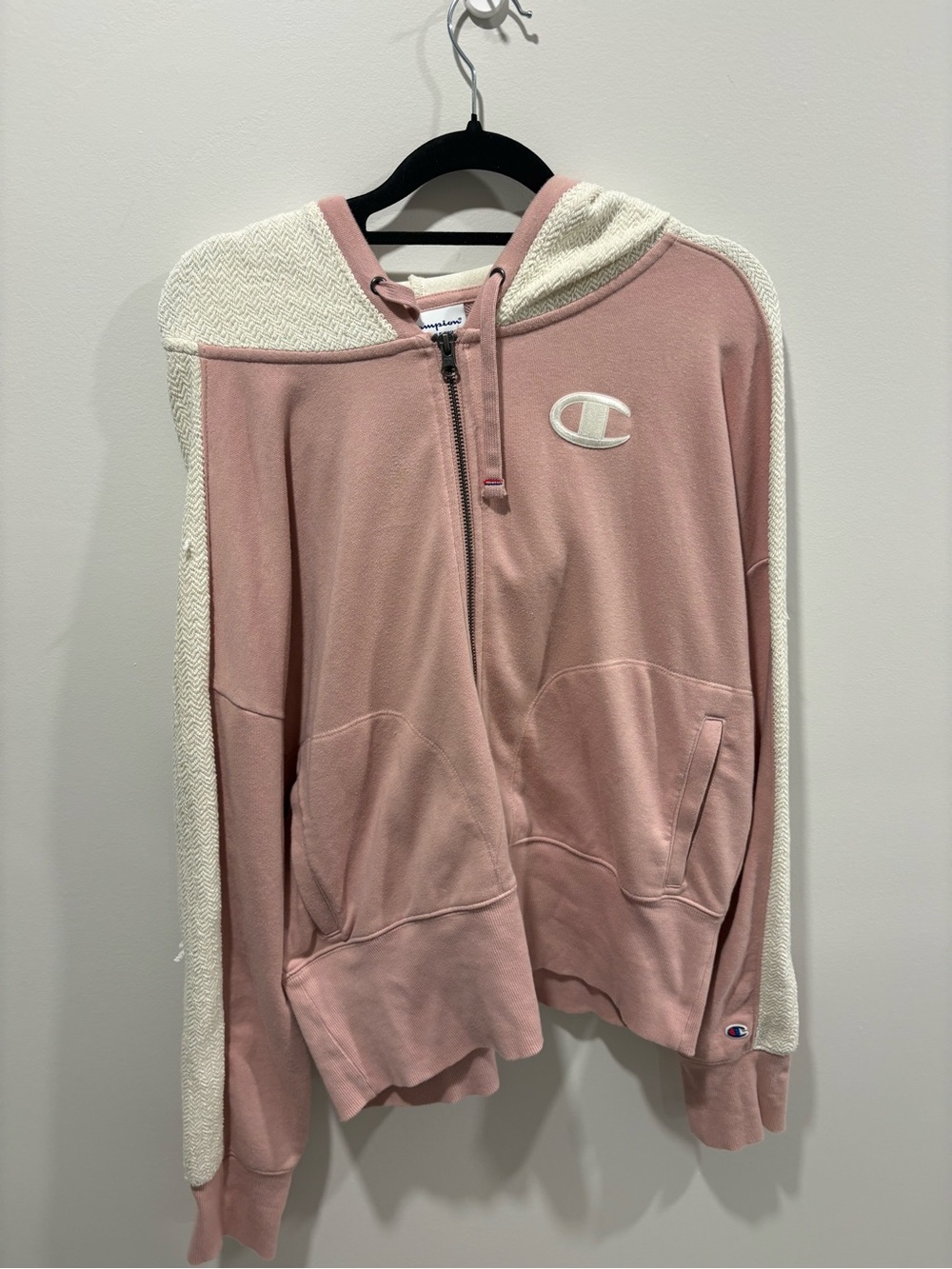 Champion Pink and Cream Hooded Zip Sweatshirt
